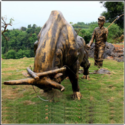 牛耕地銅雕塑 牛耕地銅雕塑