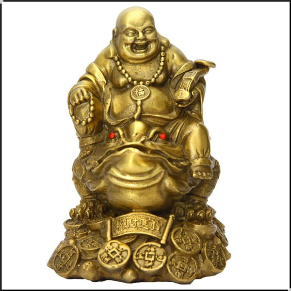 銅坐蟾蜍笑佛擺件 銅坐蟾蜍笑佛擺件
