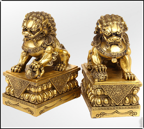 一對銅獅子雕塑 一對銅獅子雕塑
