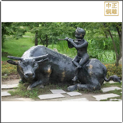 臥牛牧童雕塑 臥牛牧童雕塑