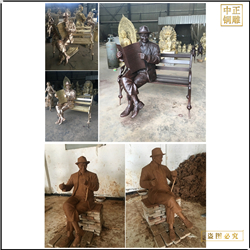 純銅步行街看書(shū)人物雕塑 純銅步行街看書(shū)人物雕塑