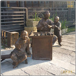 步行街捏糖人銅雕塑制作 步行街捏糖人銅雕塑制作