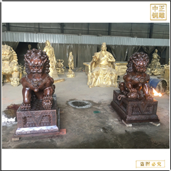 一對(duì)銅純?nèi)皤F銅獅子 一對(duì)銅純?nèi)皤F銅獅子