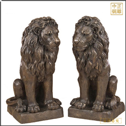 一對純銅獅子雕塑擺件 一對純銅獅子雕塑擺件