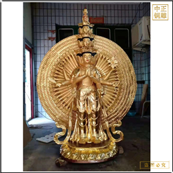 供應千手觀音帶背光銅雕佛像 供應千手觀音帶背光銅雕佛像