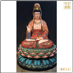 彩繪手拿凈瓶觀音菩薩銅像 彩繪手拿凈瓶觀音菩薩銅像