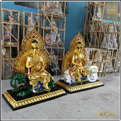 彩繪文殊普賢菩薩佛像 彩繪文殊普賢菩薩佛像